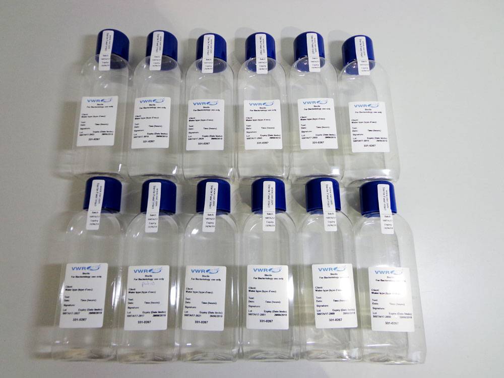 VWR 500mL Sterile Water Sampling Bottles, 331-0267. 12 pcs.